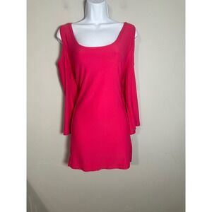 Lulu-B Hot Pink Cold Shoulder Long Sleeve Tunic Top XL Fuchsia Barbiecore